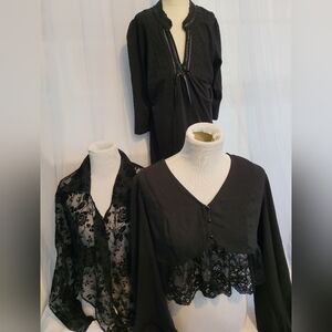 Set of 3 black shirts women's medium